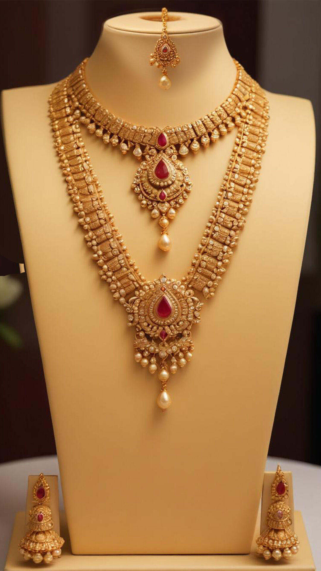 A bride wearing a lehenga and traditional jewellery